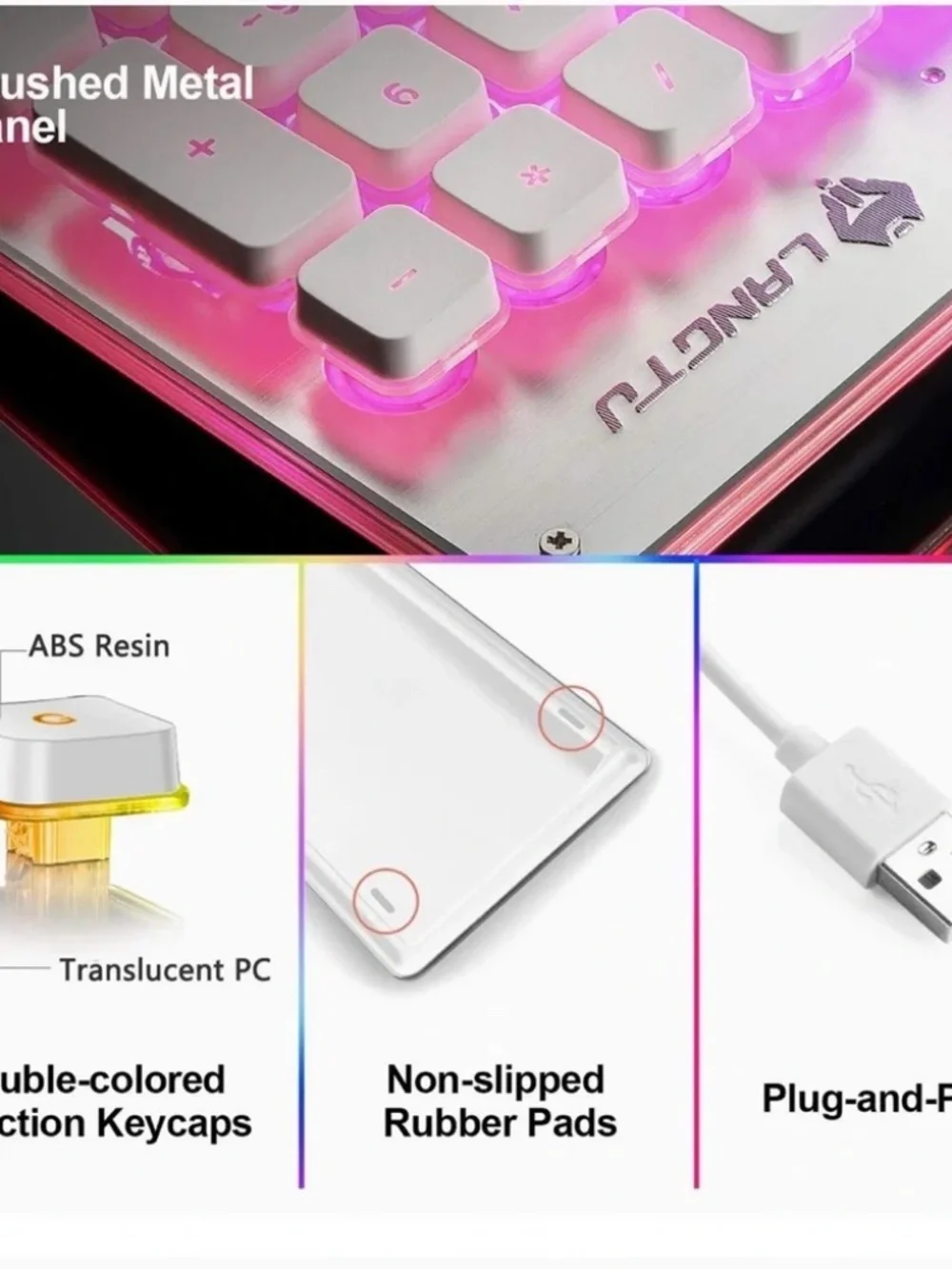 LANGTU Keyboard Lights On or Off USB for MAC and PC